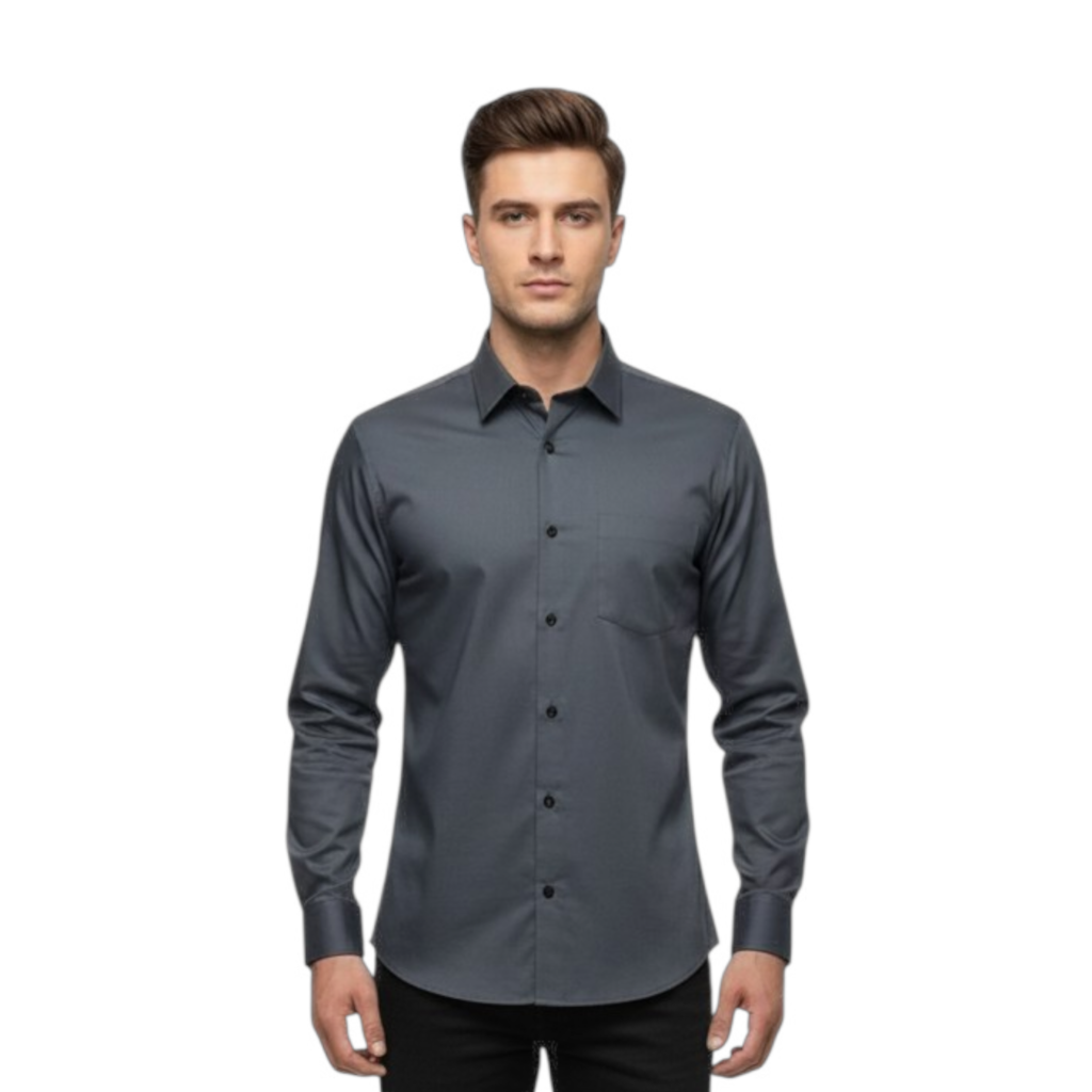 Men’s Slate Grey Premium Satin Full-Sleeve Shirt