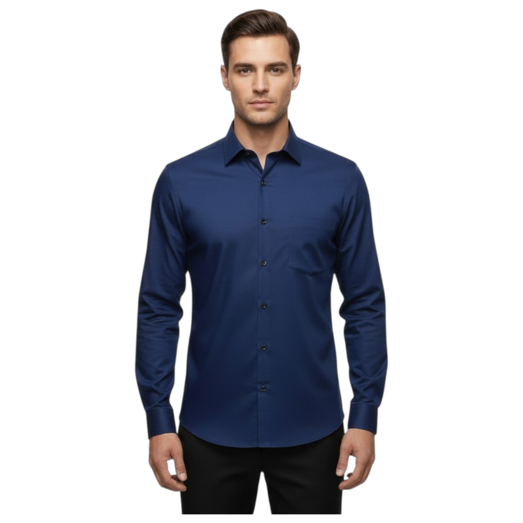 Men’s Royal Navy Premium Satin Full-Sleeve Shirt