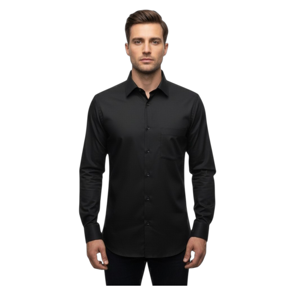Men’s Midnight Black Premium Satin Full-Sleeve Shirt