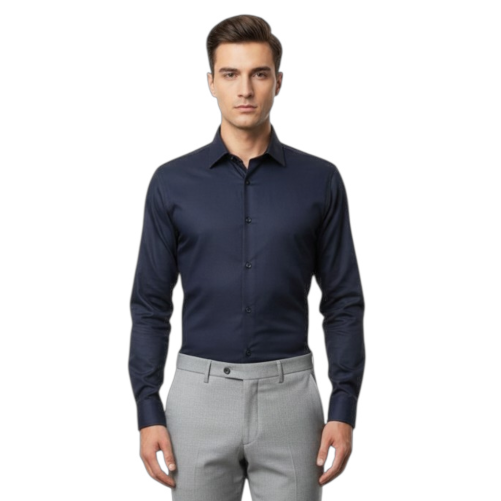 Men’s Navy Blue Premium Satin Formal Shirt