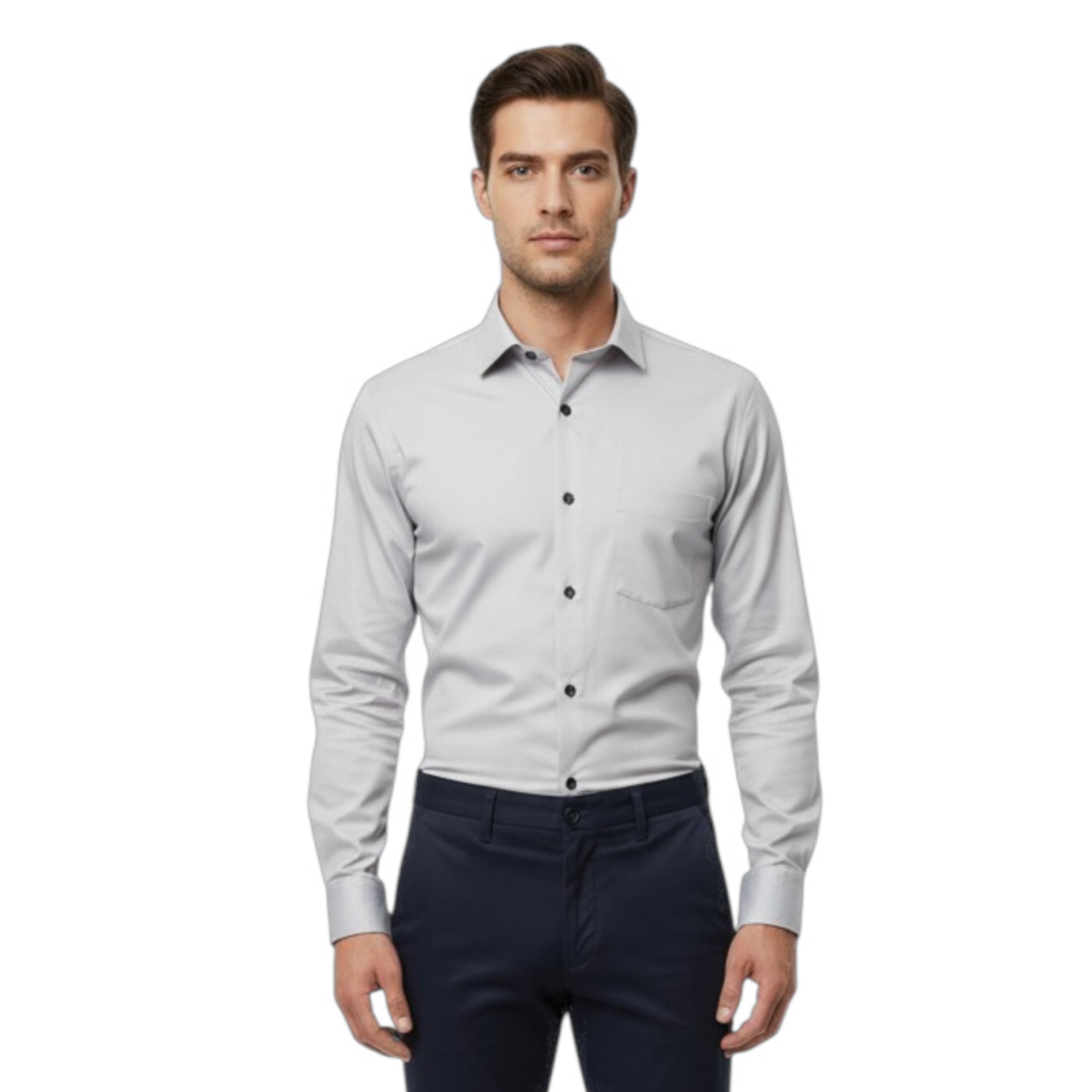 Men’s Silver Grey Satin Full Sleeve Shirt