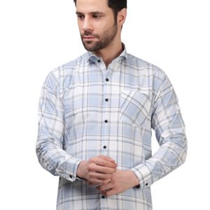 Sky Blue Executive Checkered Poly Laffer Shirt