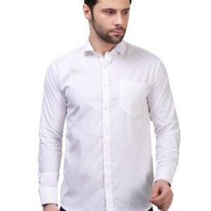 Premium Solid White cottonlaffer Formal Shirt