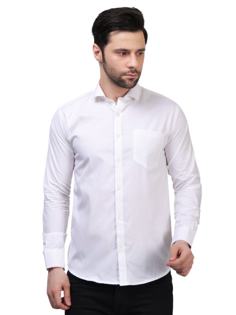 Premium Solid White cottonlaffer Formal Shirt