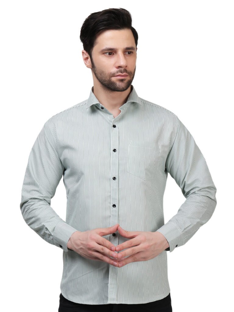 Sage Green Micro-Striped Poly Laffer Shirt