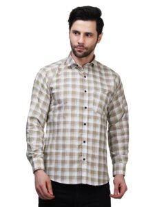 Olive Executive Checkered Poly Laffer Shirt