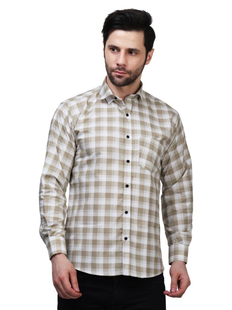 Olive Executive Checkered Poly Laffer Shirt