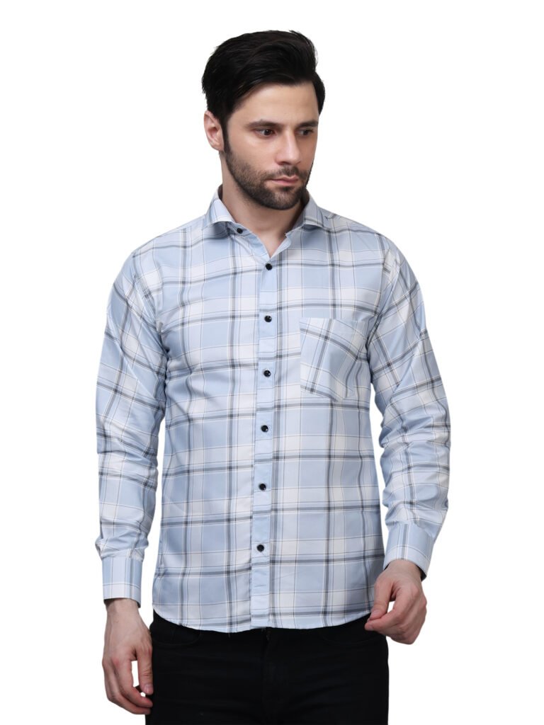 Sky Blue Executive Plaid Poly Laffer Shirt