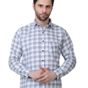Steel Blue Executive Checkered Poly Laffer Shirt