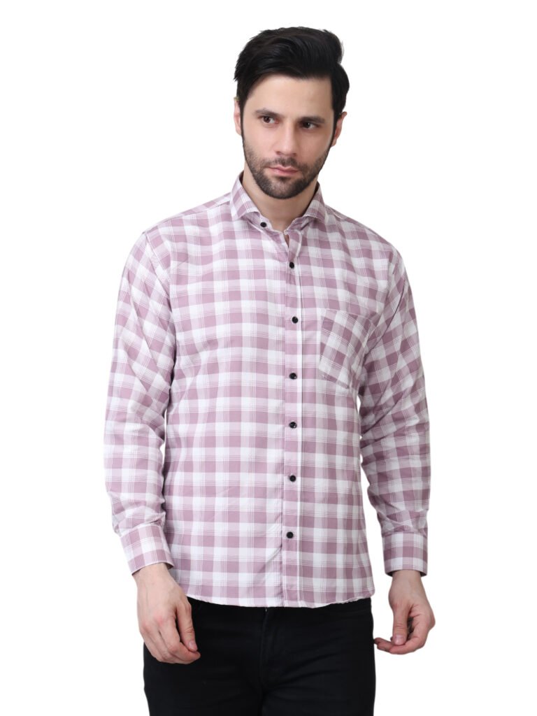 Mauve Executive Checkered Poly Laffer Shirt