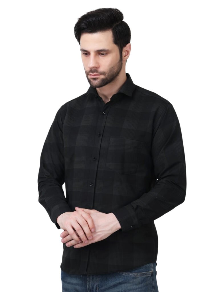 Shadow Check Poly Laffer Full Sleeve Shirt
