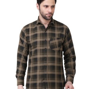 Olive & Earth-Brown Plaid Polylaffer Shirt
