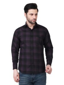 Men’s Premium Wine Checked Polylaffer Shirt
