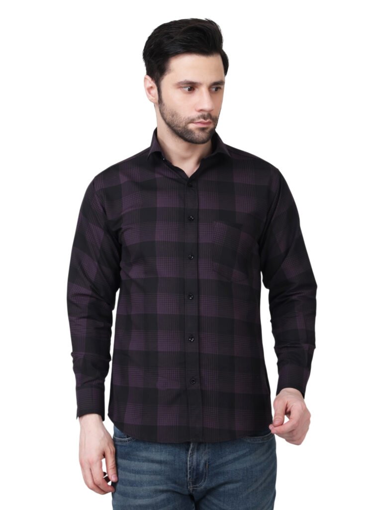 Men’s Premium Wine Checked Polylaffer Shirt