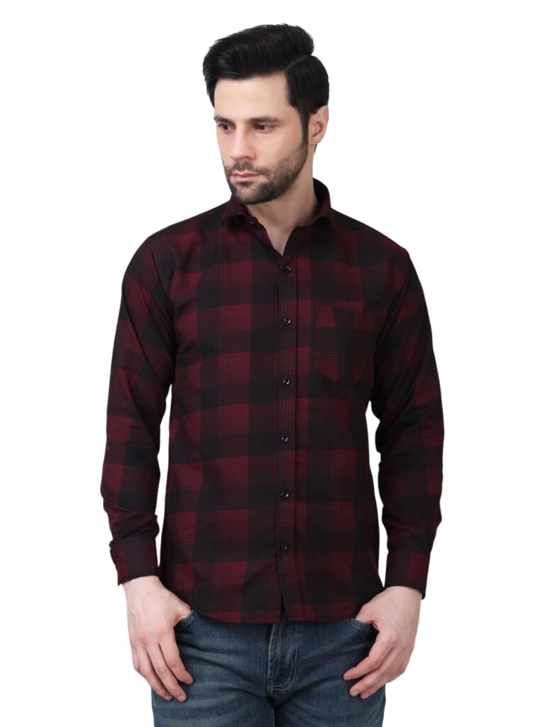 Crimson Shadow Plaid Poly Laffer Shirt