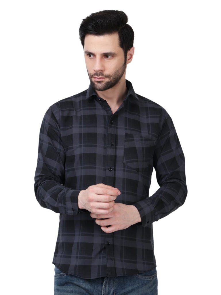 Midnight Charcoal Polylaffer Plaid Shirt