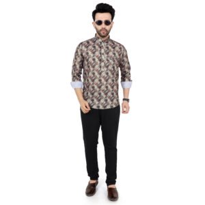 Men’s Leaf Printed Short Kurta
