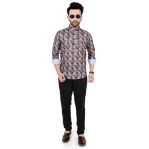 Men’s Leaf Printed Short Kurta