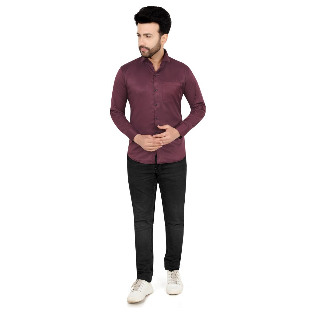 Men’s Cotton Satin Plain Shirt