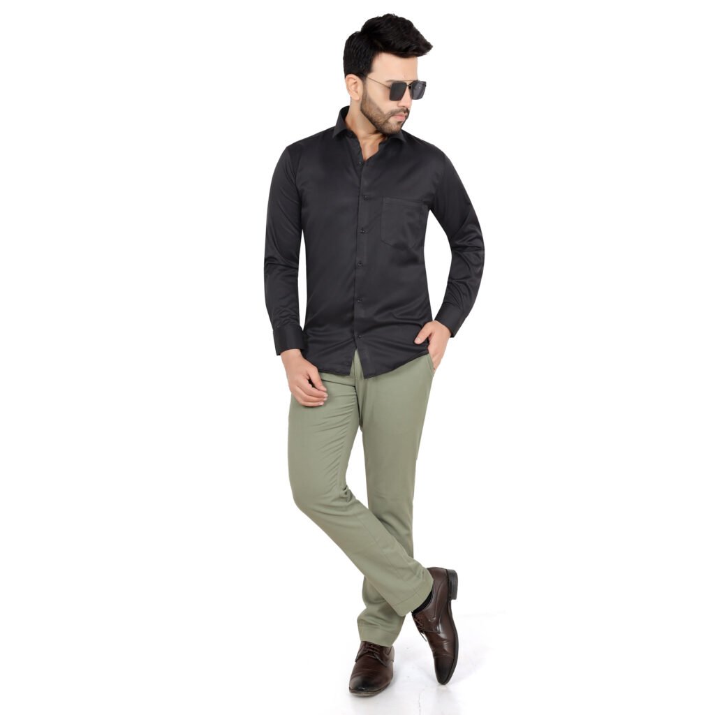 Men’s Cotton Satin Plain Shirt