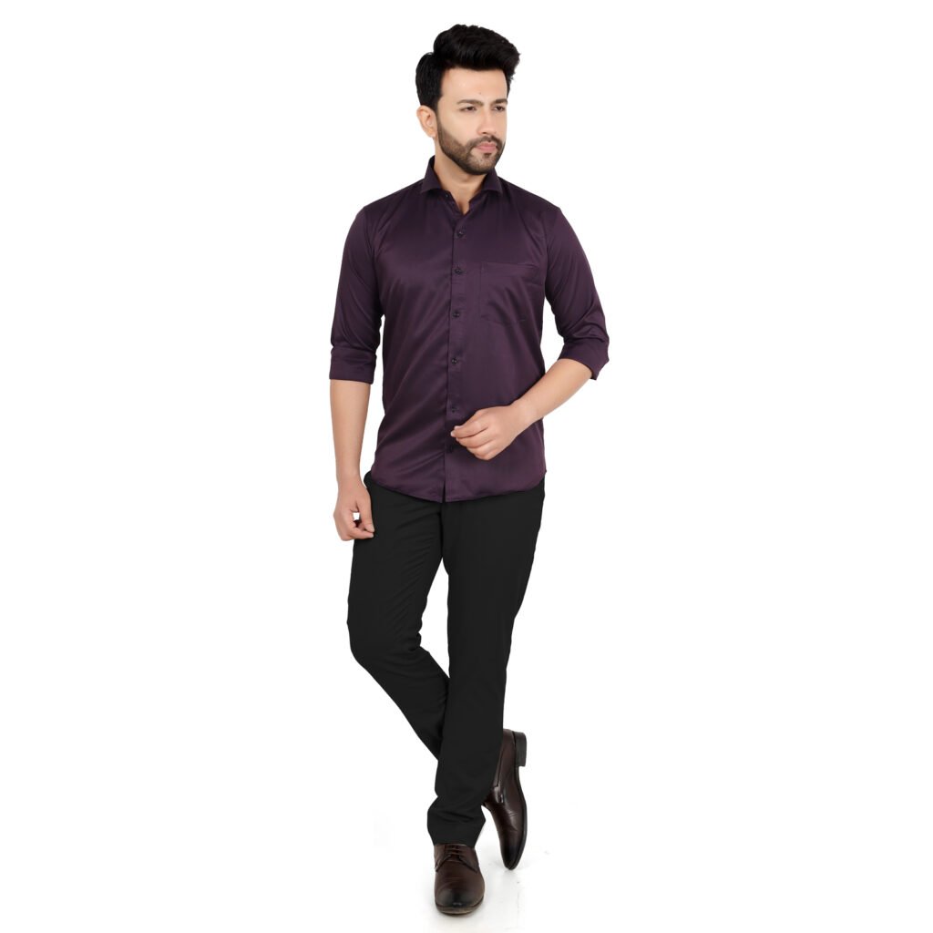 Men’s Cotton Satin Plain Shirt