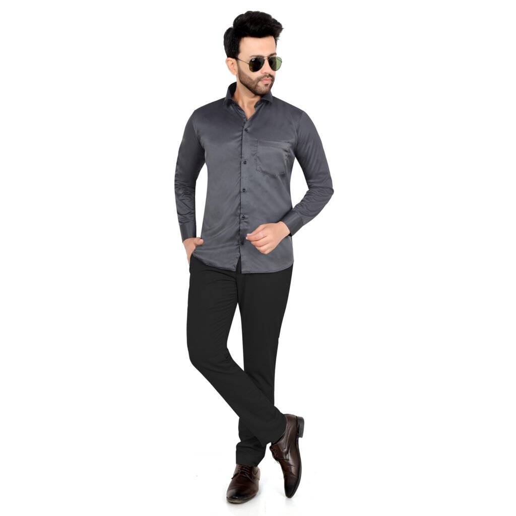 Men’s Cotton Satin Plain Shirt