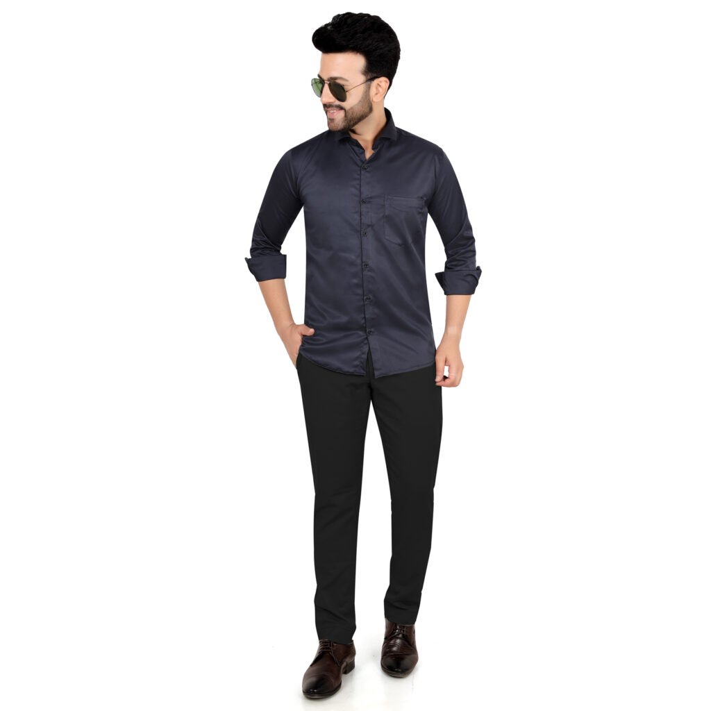 Men’s Cotton Satin Plain Shirt