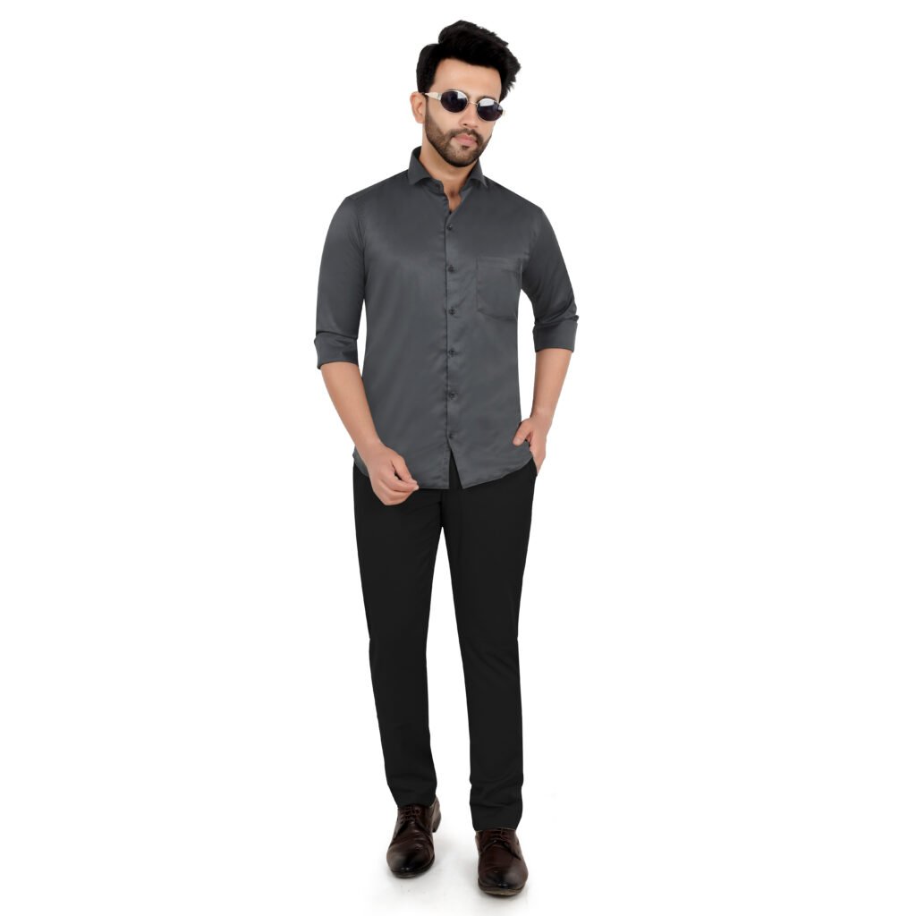 Men’s Cotton Satin Plain Shirt