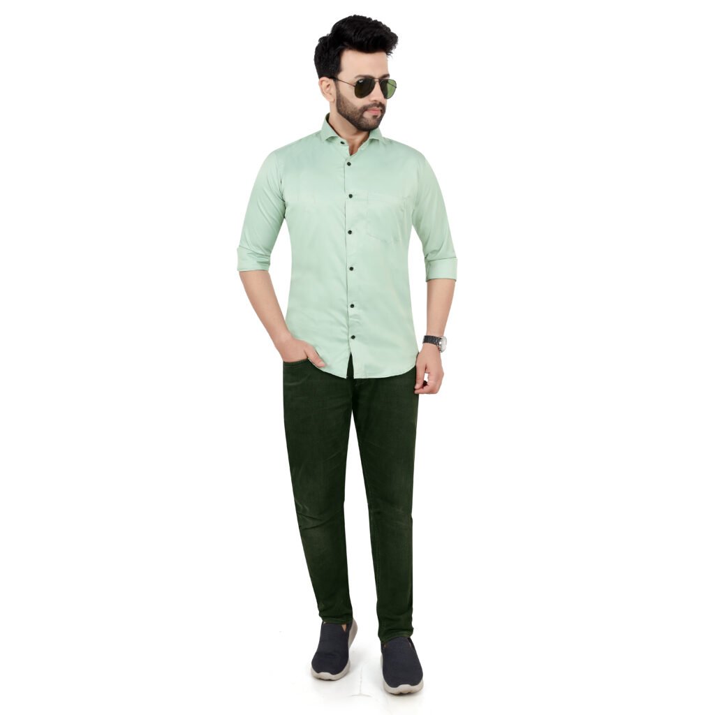 Men’s Cotton Satin Plain Shirt
