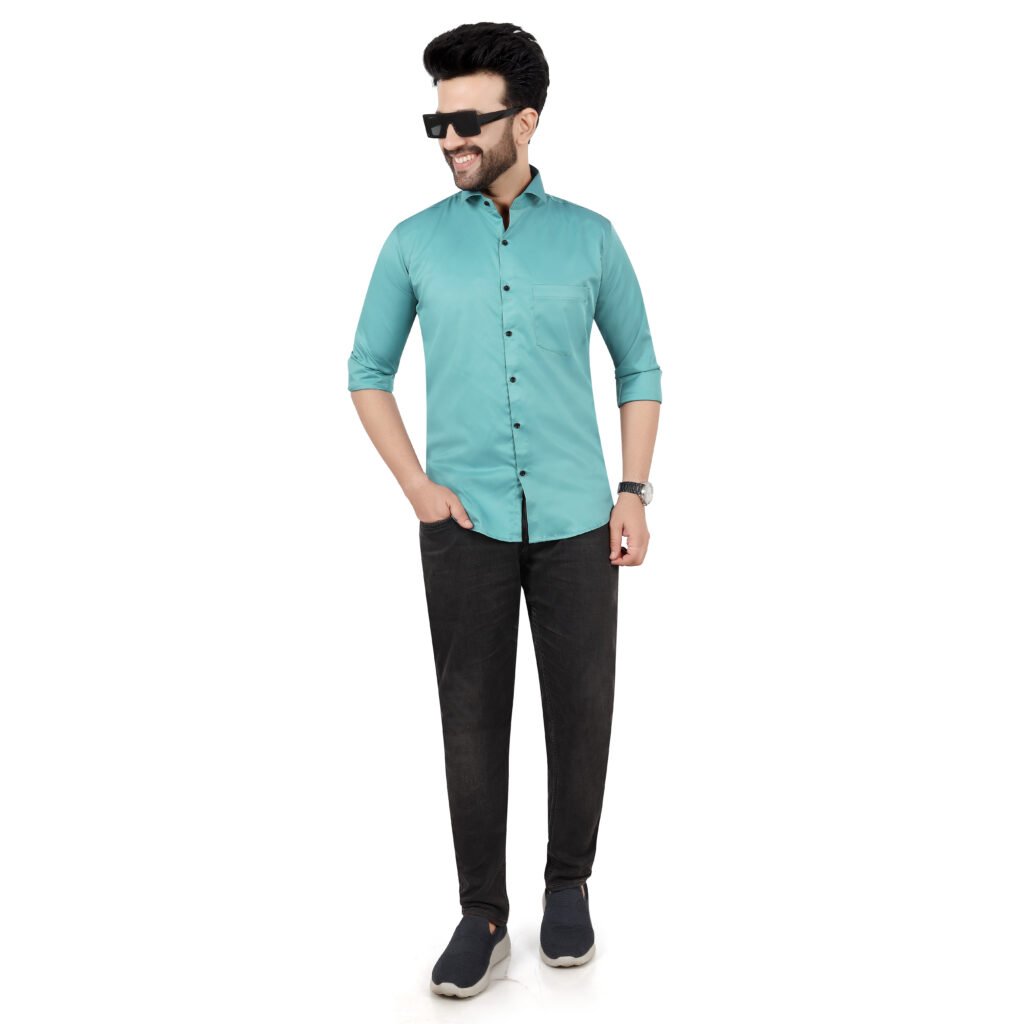 Men’s Cotton Satin Plain Shirt
